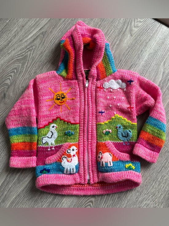 American South Side Other - American South Side Vintage Peruvian Arpillera Embroidered Sun Llama Zip 2T